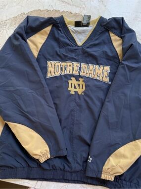 Notre Dame Men's Navy and Gold Starter Pullover Windbreaker